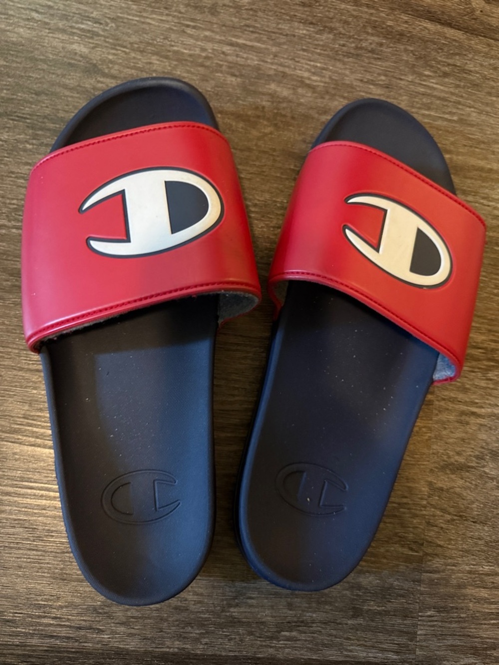 Champion Red and Navy Slide Sandals